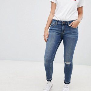 Levi's 711 Skinny Raw Hem Distressed